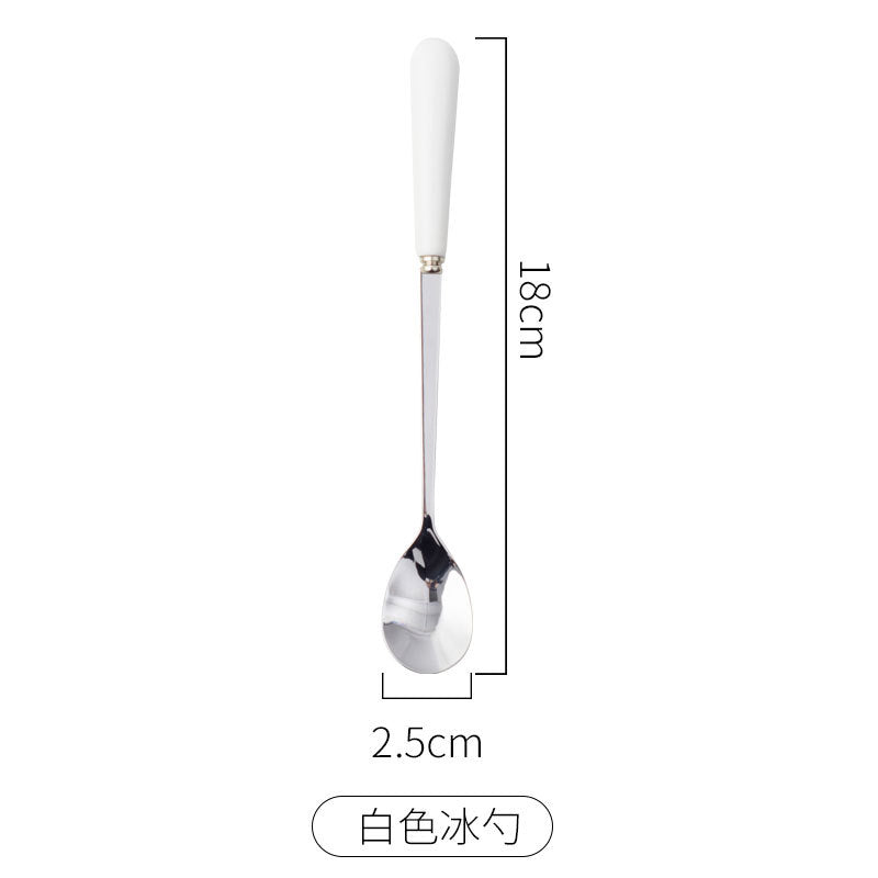 stainless steel tableware spoon, stirring spoon, long-handled soup spoon, household children's spoon, western food dessert coffee spoon wholesale