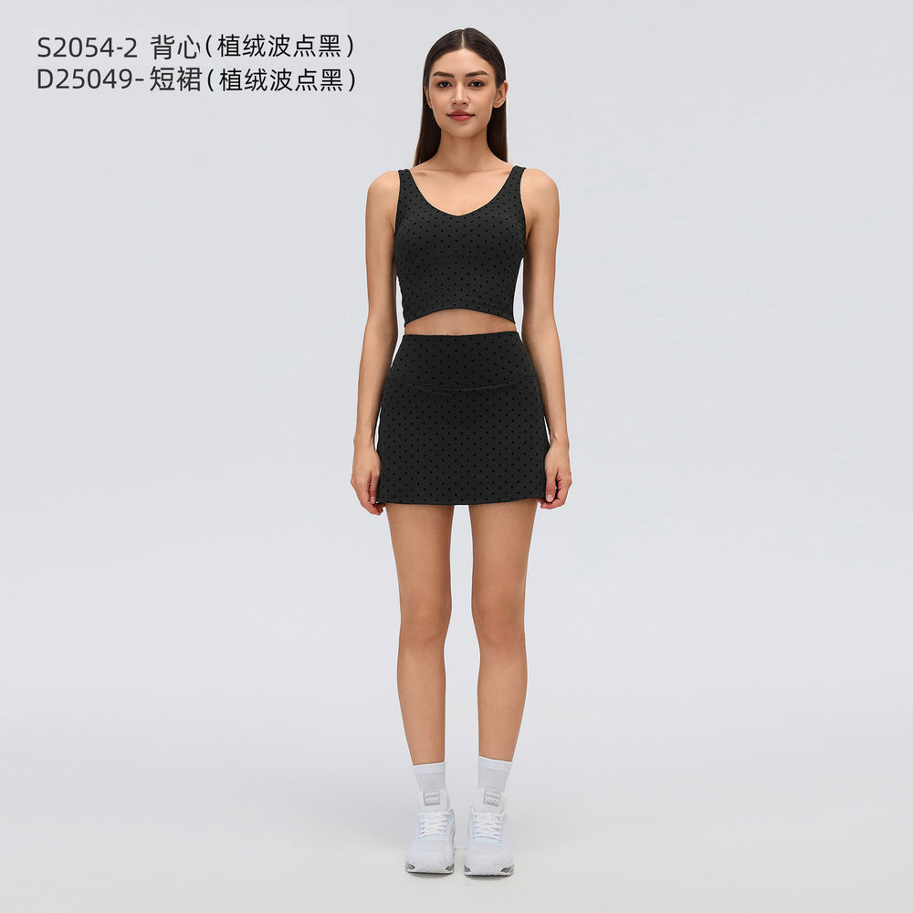 Big brand same style beautiful black polka dot yoga leggings women's stand collar jacket outwear silmslimming look sports suit