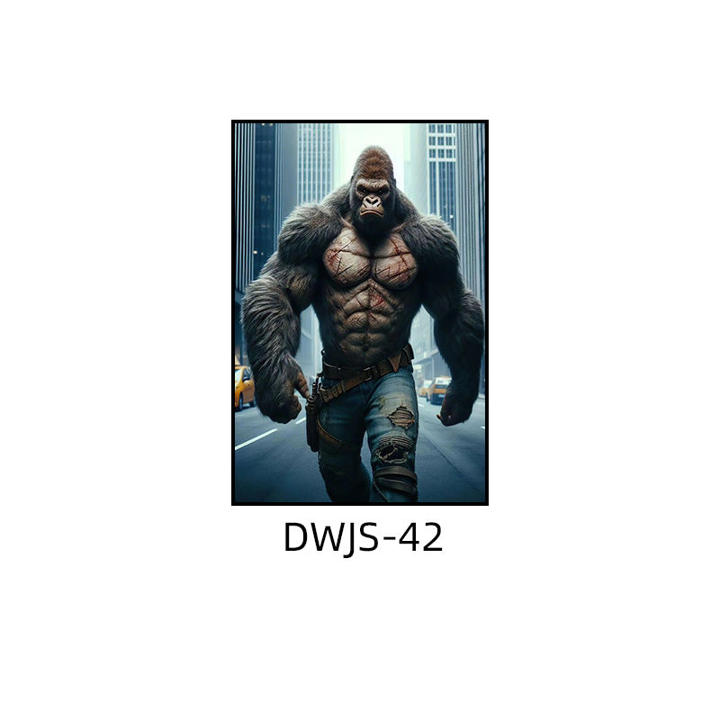 Gym decorative painting industrial style boxing hall hanging painting taekwondo martial arts hall fighting creative animal cartoon mural