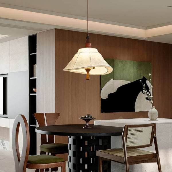 Walnut French medieval bedroom living room small chandelier retro Nanyang walnut high-end fabric printing chandelier