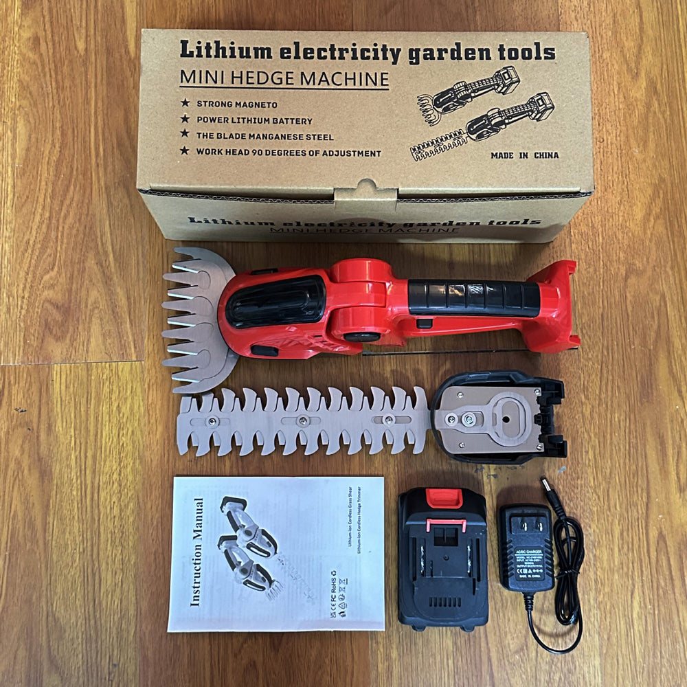 Lithium battery powered cordless pruning shears, grass trimmer, hedge trimmer - one-handed electric hedge trimmer for pruning, trimming, greening, and gardening