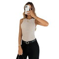 Fashion cross-border round neck sleeveless knitting vest women's summer topsretrostripesilmslimming lookshort bottom inner wear