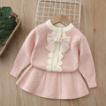 Girls' sweater cardigan set -  autumn new collection - sweet princess style - two-piece bowknot outfit