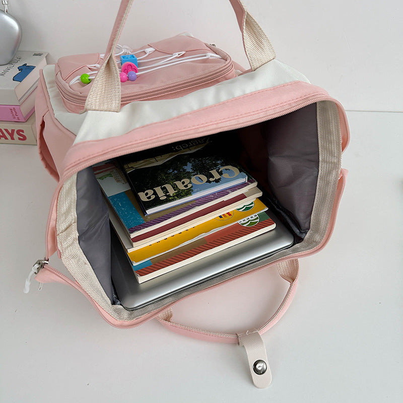 School bag female Korean version college student junior high school student large capacity trend backpack ins Harajuku contrasting color simple backpack