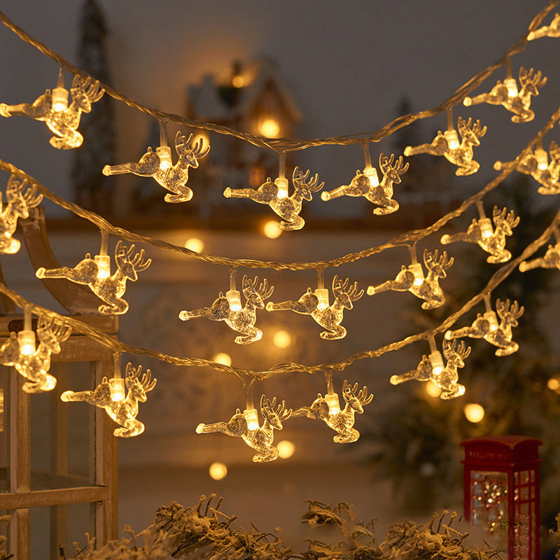 LED elk christmas tree snowflake star string festive decorative lights christmas atmosphere small lights flashing lights indoor