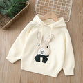 Girls' hooded sweater -  autumn/winter collection - rabbit design, versatile knit pullover, fleece-lined, thickened, pullover sweatshirt