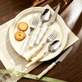 bamboo ball handle stainless steel knife, fork and spoon, western food steak knife, fruit fork, creative tableware set wholesale
