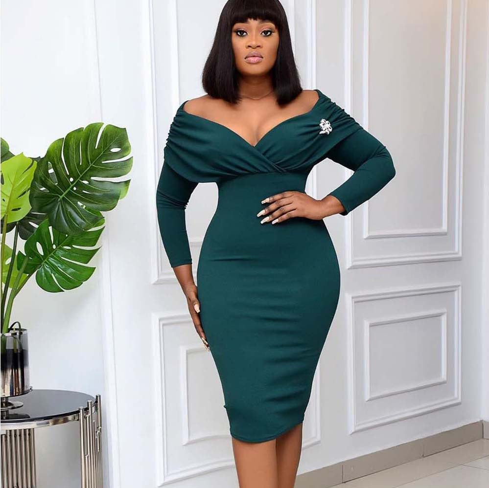 supply of export women's clothing, autumn sexy v-neck pleated dress, plus size african mother's dress, european and american dress