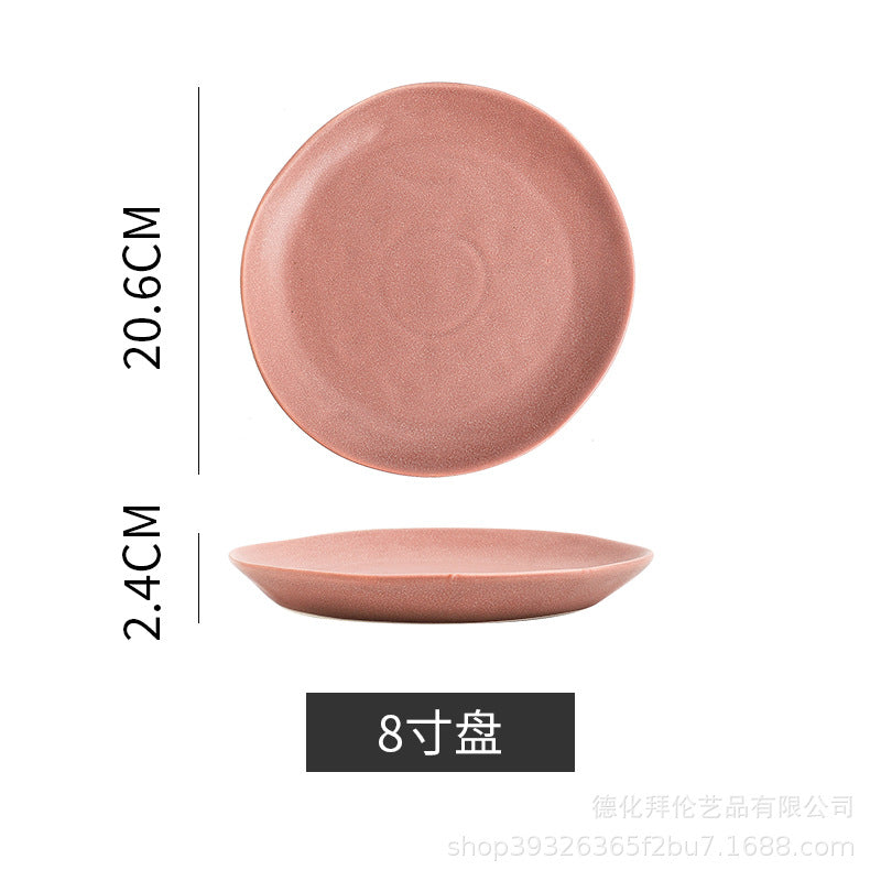 Irregular shaped bowls & plates - home ceramic salad bowl - nordic style shallow soup plate - matte minimalist flat plate - breakfast plate