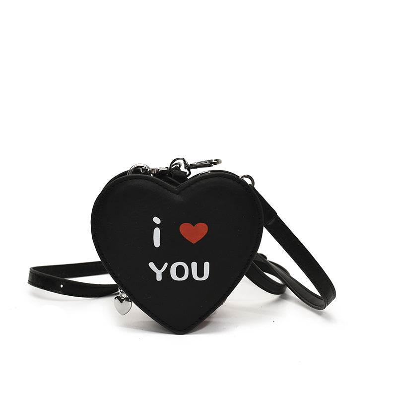 2025 summer new cute casual style small bag women's niche design sense messenger bag printed heart-shaped mouth red envelope