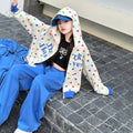 Girl's high street colorful polka dot hooded loose-fit set - effortless style  spring/autumn niche cardigan two-piece outfit