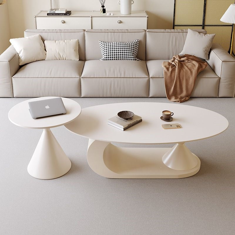 Italian normcore slate coffee table for home living room oval double coffee table small apartment designer coffee table combination