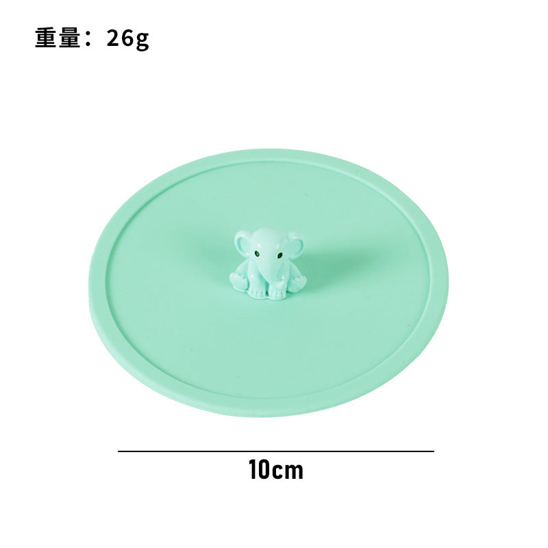 Silicone cup lid - food grade, cartoon design, creative, dustproof, leak-proof tea cup/water cup lid - multi-purpose sealed fresh-keeping lid