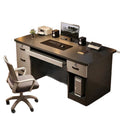 Modern home computer desk with lock, office desk, simple executive desk, office staff desk, student desk, wooden desk
