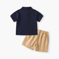 Boys' summer  new polo shirt set - short sleeve t-shirt, lightweight slim-fit casual turn-down collar two-piece outfit