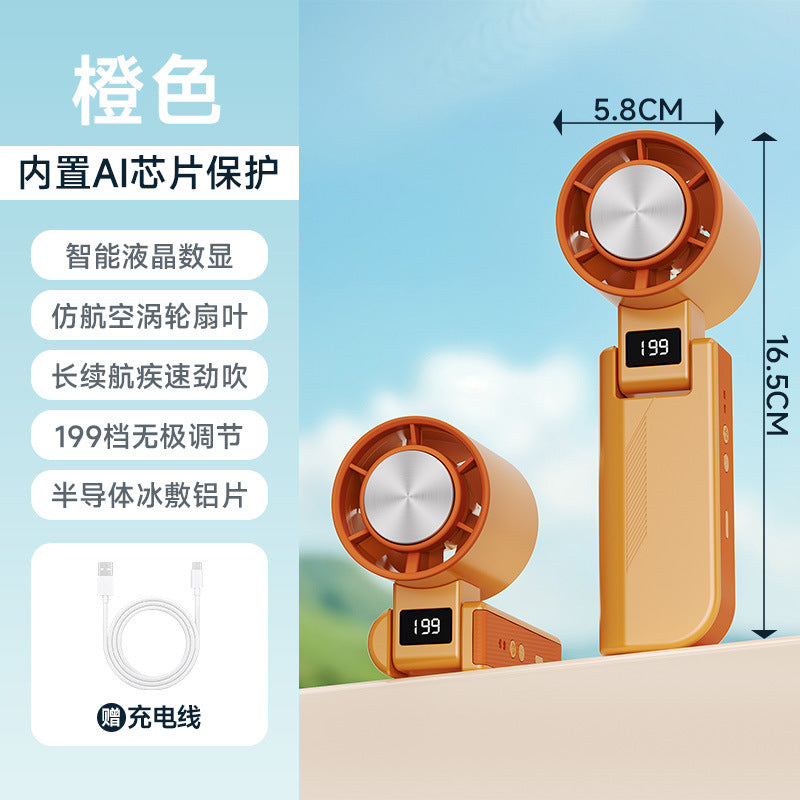 2026 new cross-border high-speed cooling fan: desktop foldable digital display neck hanging ice pack mini handheld fan
