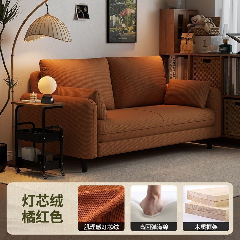 Cat scratch leather retro sofa small apartment comfortable corduroy sofa living room balcony rental house sofa with backrest
