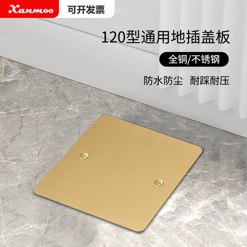 86 bottom box cover floor plug decorative cover 120 stainless steel floor socket silver all copper blind plate iron box floor plug cover