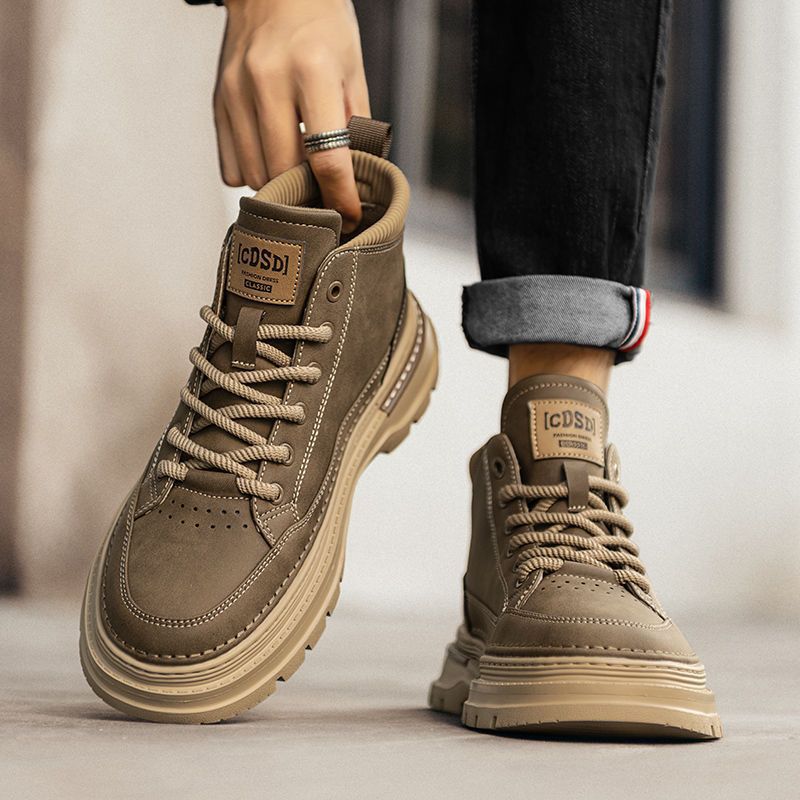 Men's spring new arrivals: british retro mid-cut martin boots, men's casual work shoes, trendy low-top ankle boots, leather shoes