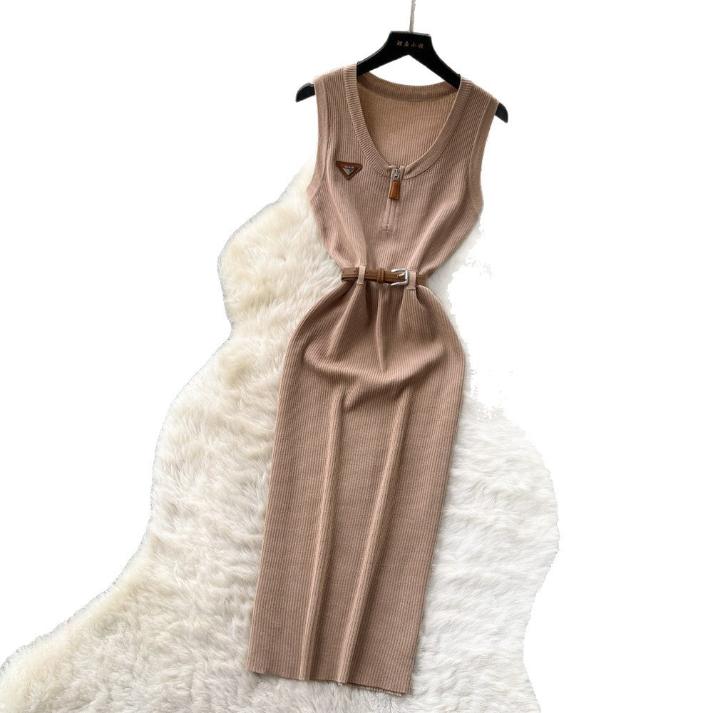 Slightly mature royal sister style sleeveless knittingsexydress women's summerk-style high waist waist slimming lookwork clothing long skirt