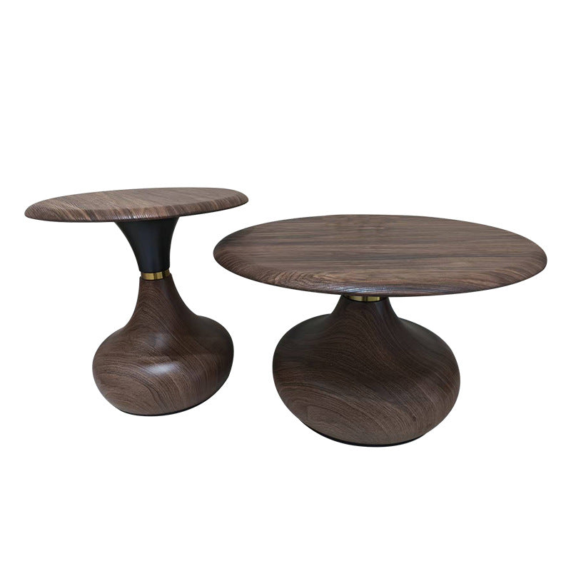 Accessible luxury iron art round small tea table tempered glass combination designer small apartment model room living room creative coffee table