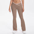 European and american nude feel tight yoga pants - color block crossover high waist wide leg flare leggings - quick dry athletic running fitness pants