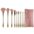 Goblet - champagne gold - skin color 10-piece set + opp/pink sling brush bag