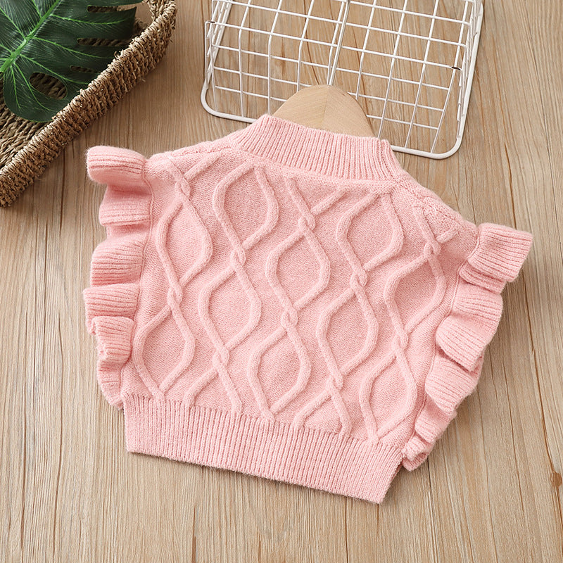 Girls' knitted vest sweater - autumn  collection - soft pullover vest for little girls (ages 1-6)