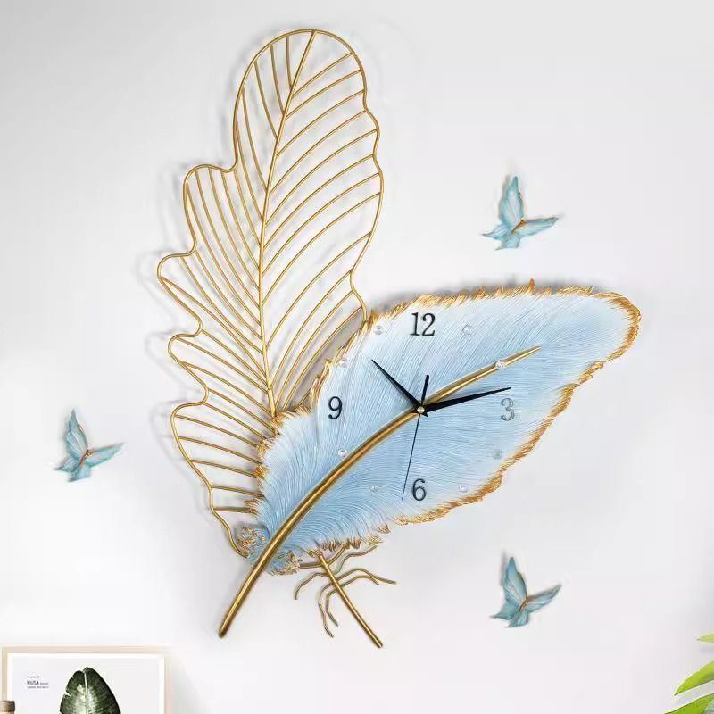 Wall clock - minimalist modern living room decor - creative home decor - iron art light luxury wall clock - no drilling required