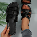 Summernew arrival round toe open toe cut outplaidcasualflats slippers sandals casualfashionoutwear beach women's shoes