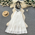 French seaside vacation elegant long skirt pure lust sexy sexy backless evening dress v neckhalter suspender dress