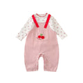 Autumn cherry two-piece overalls set - girls' outfit, new cartoon style, korean fashion, cute baby