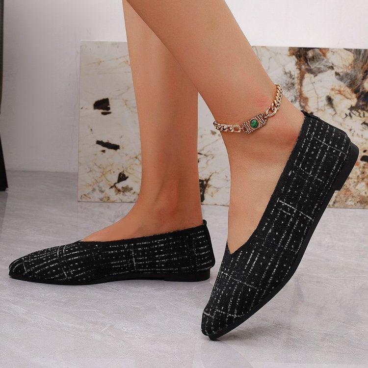 fashion pointed toe flatsflatssummernew arrivalexportplus size soft bottom shoes plaidflats shoes stripes feet