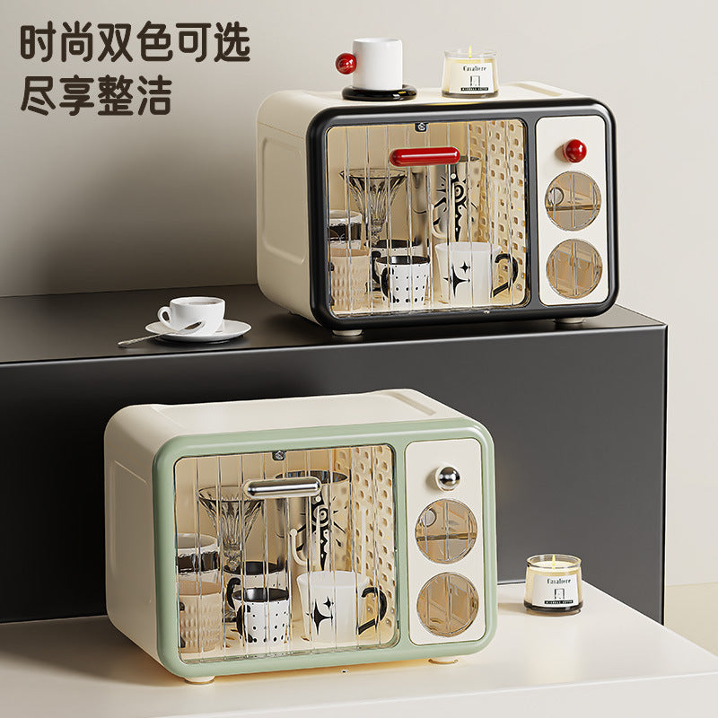 Bottle storage box with lid Dust-proof storage box for baby, baby water cup, tableware to dry and drain, tableware rack