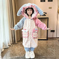 Girls' winter coral fleece pajamas, kids' robe autumn and winter set, flannel cartoon hooded loungewear