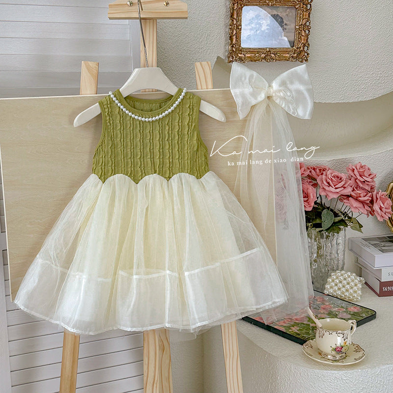 Girls' dress -  summer new arrival: stylish bowknot tank dress, princess style