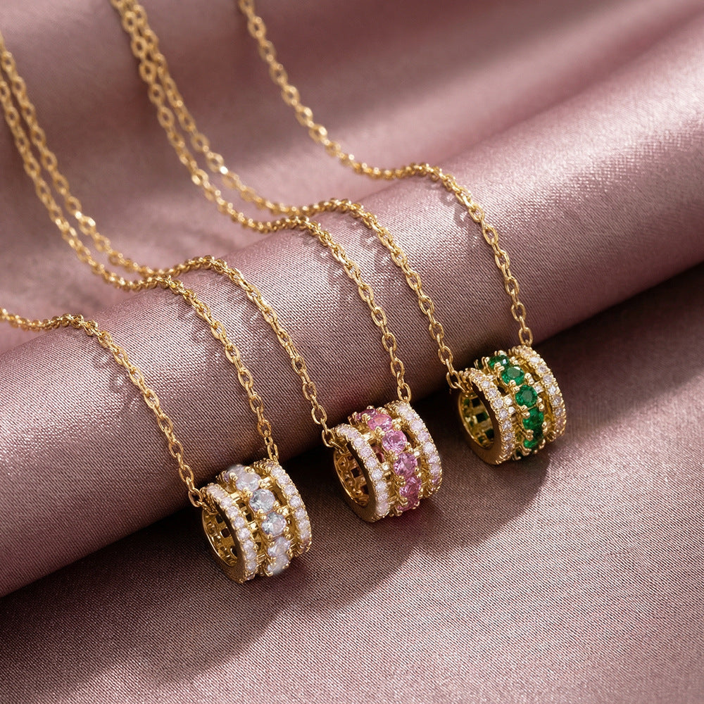 Popular internet celebrity fashion copper inlaid zirconium full diamond small waist necklace accessible luxury niche women's versatile titanium steel clavicle chain jewelry