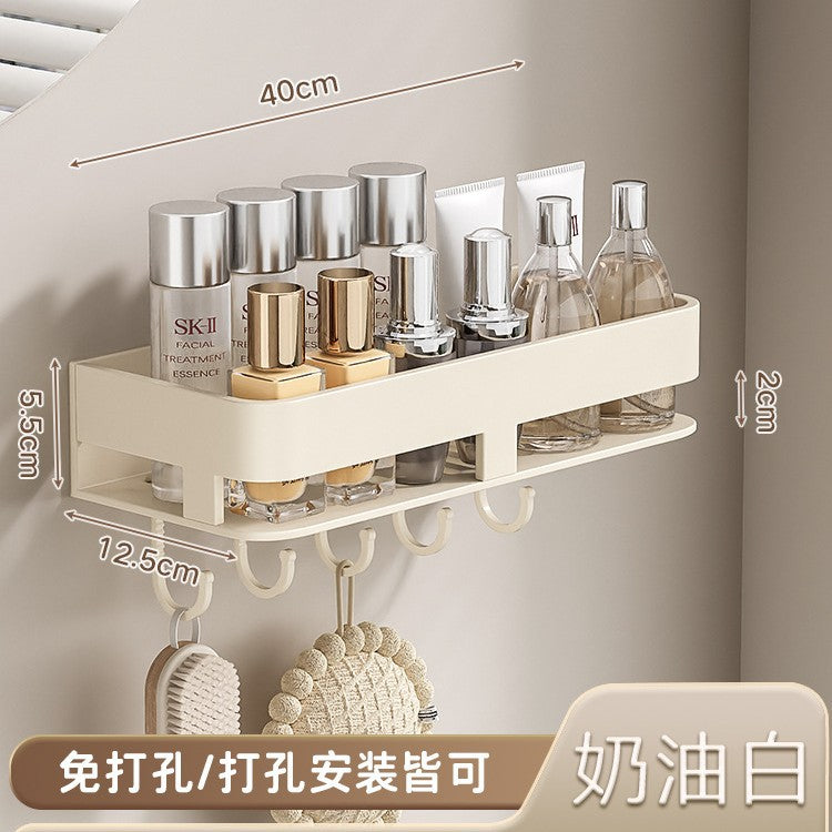 Space Aluminum Cream Wind Toilet Wash Desk Shelf No Punching Toilet Bathroom Toilet Wall Hanging Storage Rack