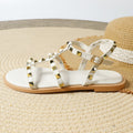 Roman sandals women's fairy style 2026 summer new flat white studded open toe european and american internet celebrity ins trend