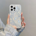 New ins-style feather yarn silver apple 16 pro creative phone case iphone 14/13 laser hard protective cover