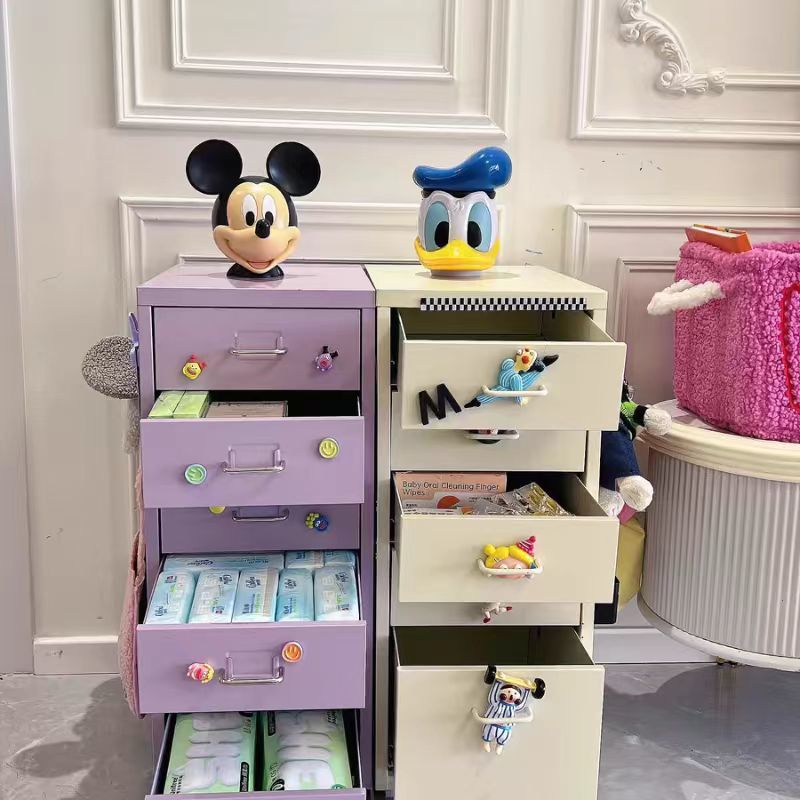 Wrought iron storage cabinet - multi-tier drawer unit for living room, bedroom, and girls' room - cute and practical floor-standing combination storage cabinet