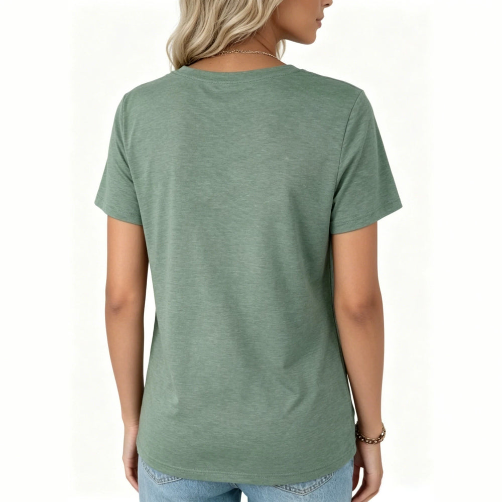Amazon  summer cross-border fashion new v-neck spring/summer t-shirt tops for european and american women