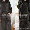 new product fall and winter flannel pullover lazy clothes tv blanket hooded double flap pocket pantsheattech nightgown home clothes