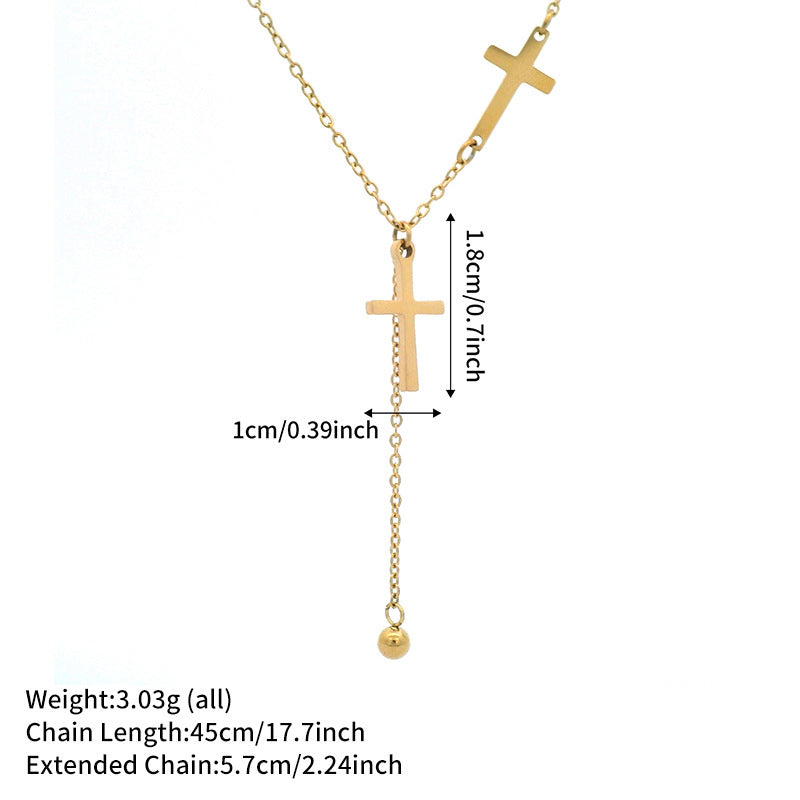 Xuping european and american fashion minimalist cross stainless steel necklace for women - light luxury, niche, cool & minimalist style, unique choker necklace