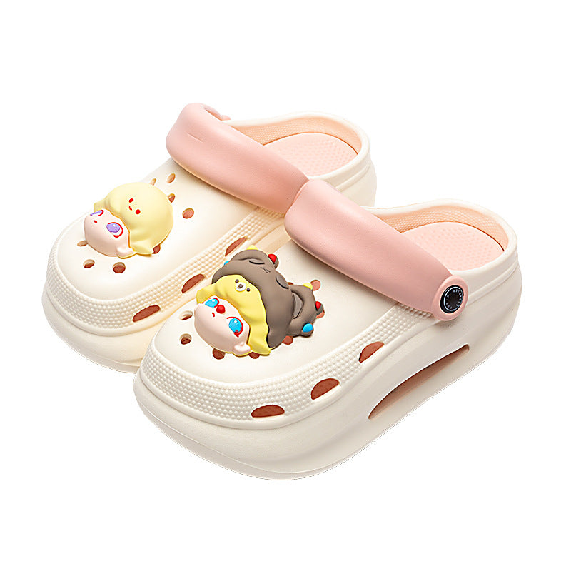 Adult women's thick bottom crocs women's new arrival non-slip beach heightening toe cap sandals slippers women's summeroutwear