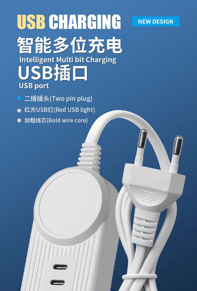 Multi-port usb phone charger, european standard, multi-port pd charging head, 5-port smart charging, 25w, 2-pin us plug