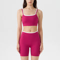 new arrivalfake two-piececontrast color white striped suspender running sports intimates bra three-quarter shorts yoga suit