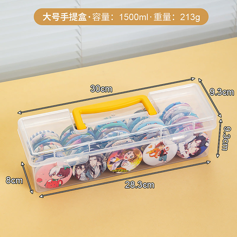 Desktop flip bar storage box, transparent millet peripheral badge box, animation cartoon brooch storage and finishing box