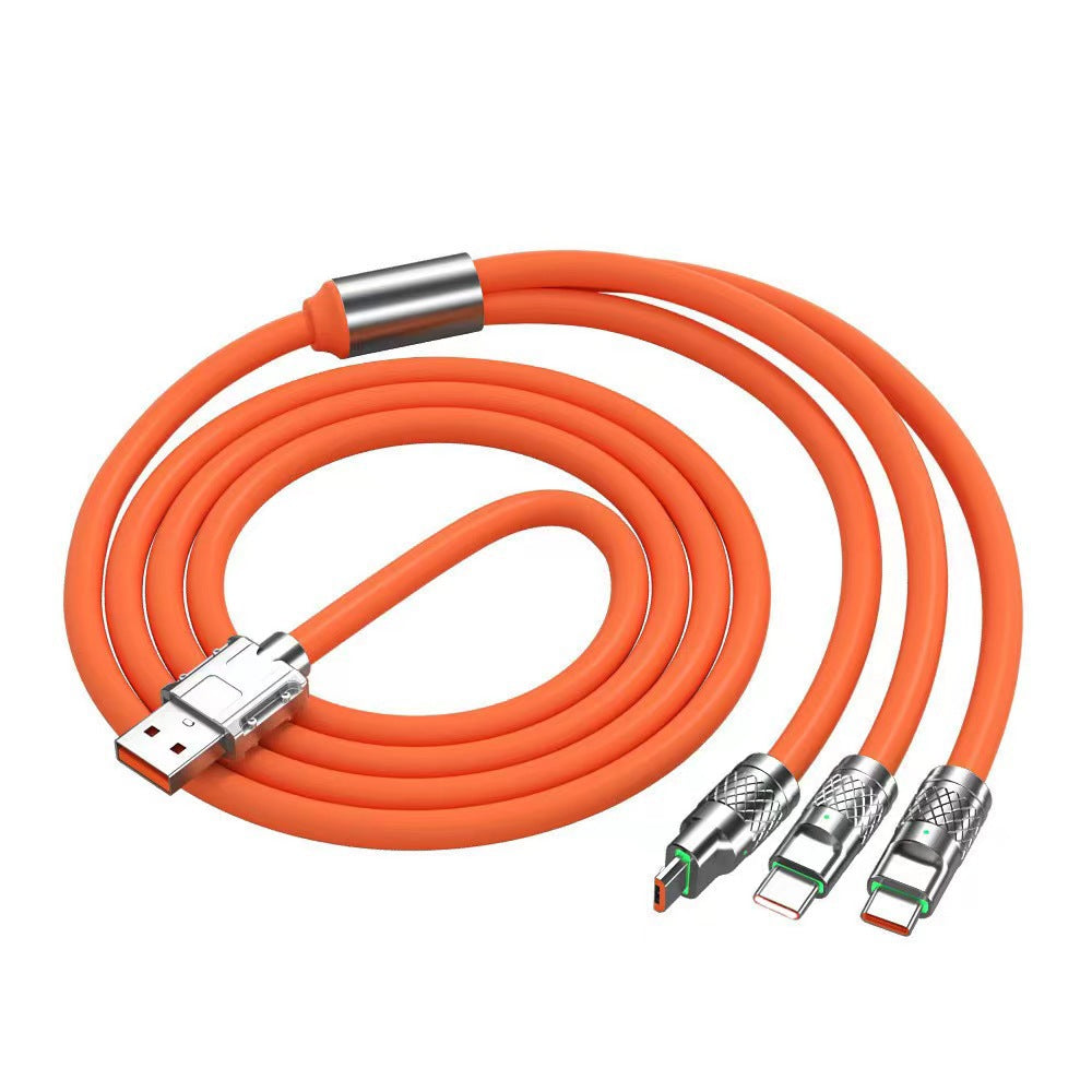 120w super fast charging cable - 3-in-1 data cable for apple, android, and huawei devices with indicator light