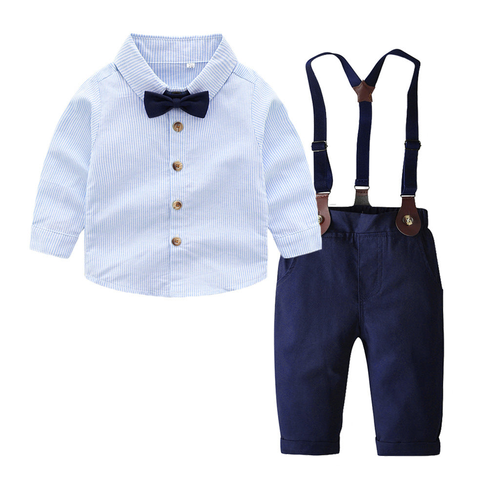 K-stylenew arrival boys first birthday dress long sleeves white shirt overalls children's day performance boys springchildren's clothing suit